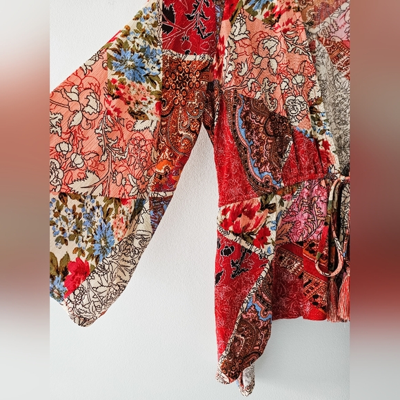 Lovestitch Retro Floral Tie Front Kimono Top - Picture 5 of 6